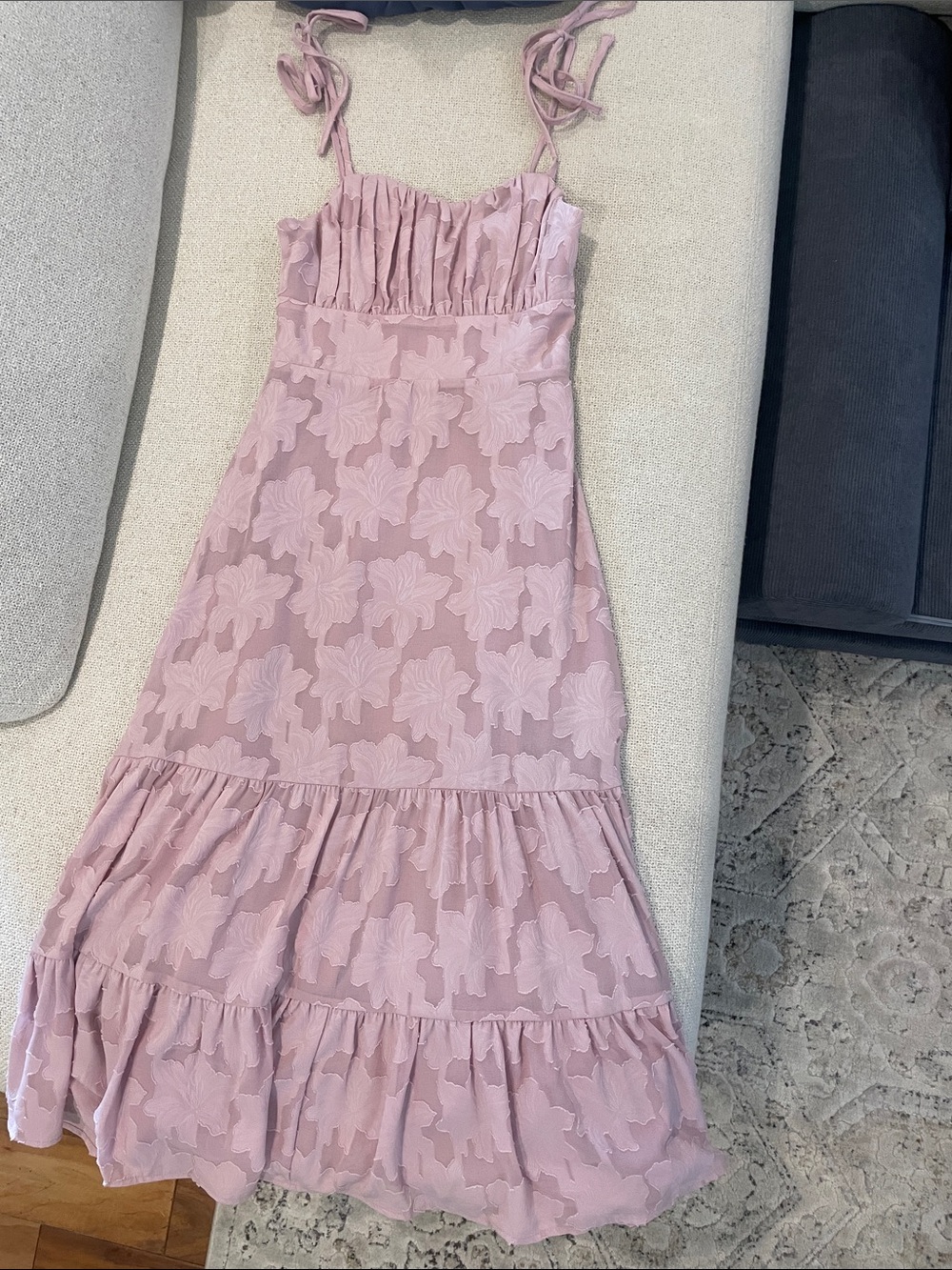 Lulu's Dusty Pink Floral Tie-Strap Sundress